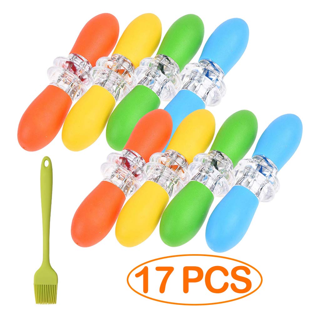 Homo Trends8 Pairs Corn on the Cob Holders, ABS Handle Stainless Steel Corn on the Cob Skewers and 8.3 Inch Silicone BBQ Brush for Home Cooking, BBQ, Picnics, Camping and Parties