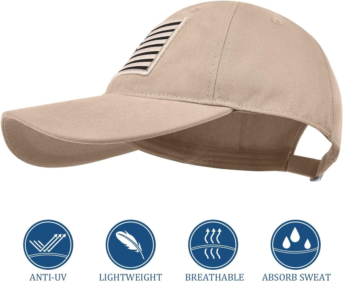 2 Pack American Flag Baseball Cap for Men Women Low Profile US Army Tactical Operator Military Plain Dad Hat - Image 3