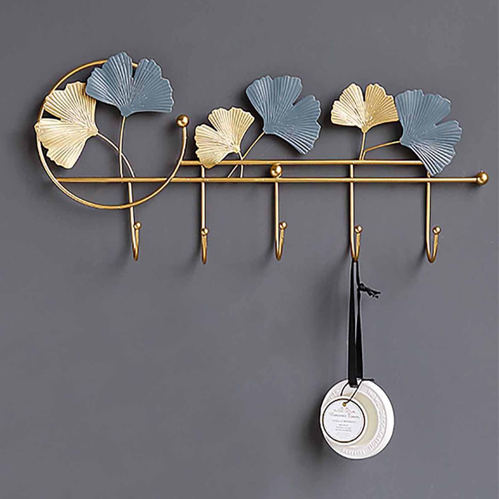 2 ganchos decorativos de pared, gancho para colgar en la pared, adecuado para dormitorio, sala de estar, pasillo, decoración de pared, colgante de porche, percha, dorado