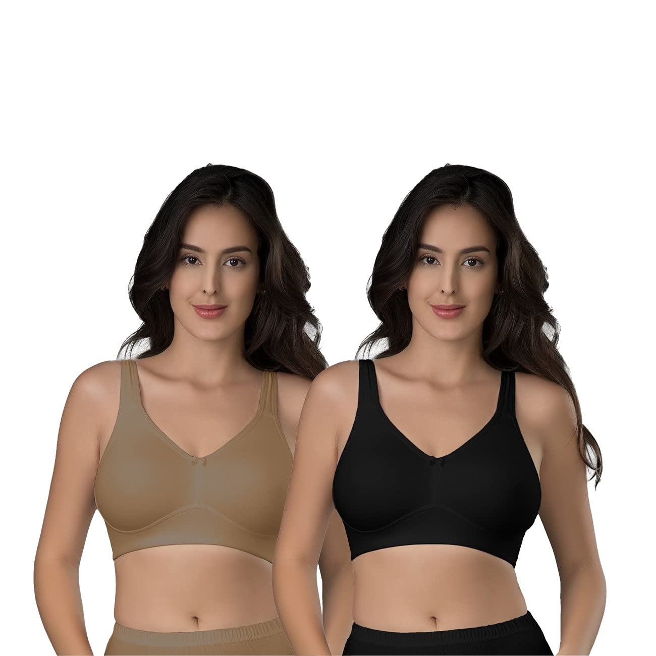 intimacy lingerie Women's Cotton Brassiere | Non-Padded | Non-Wired | Full Coverage | T-Shirt Regular Bra | 2 Piece | Fully Concealed Bottom Band with Wave Cups (Combo2_DEF T_P)-picture-10