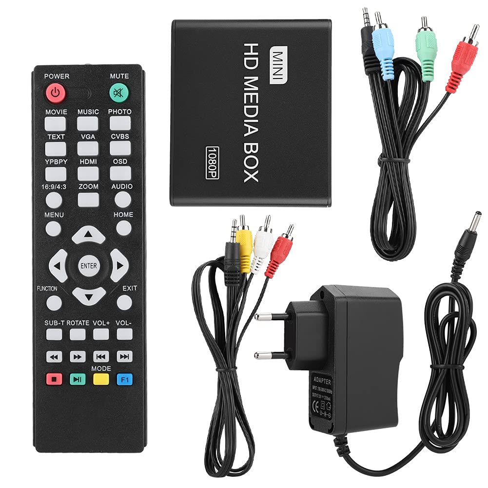 Odtwarzacz multimedialny HDMI, miniodtwarzacz wideo 1080P Full HD do obsługi nośników cyfrowych Karta SD / MMC, dysk U, urządzenia do przesyłania strumieniowego z dysku twardego dla nośników wielowyjściowych. (Eu)