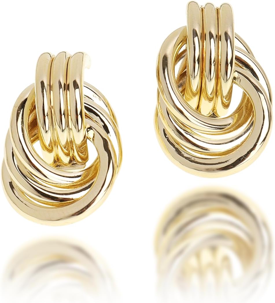 Chunky Gold Stud Earrings for Women Trendy Gold Plated Dangle Drop Wedding Prom Birthday Fashion Office Jewelry Gift