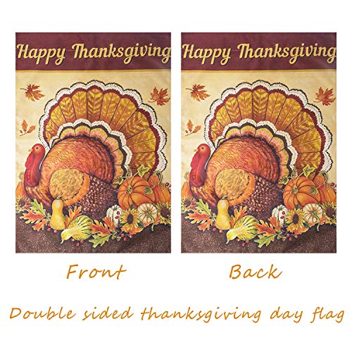 Besslly Thanksgiving Garden Flag 28 x 40 Double Sided Yard Flag Happy Thanksgiving Turkey Pumpkin Sunflower Maple Leaves House Flag Fall Decor for Home Holiday Decorations Seasonal Gifts