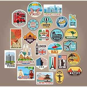 25x Luggage stickers suitcase patches vintage travel labels retro vintage graffiti iphone car stickerbomb style vinyl…