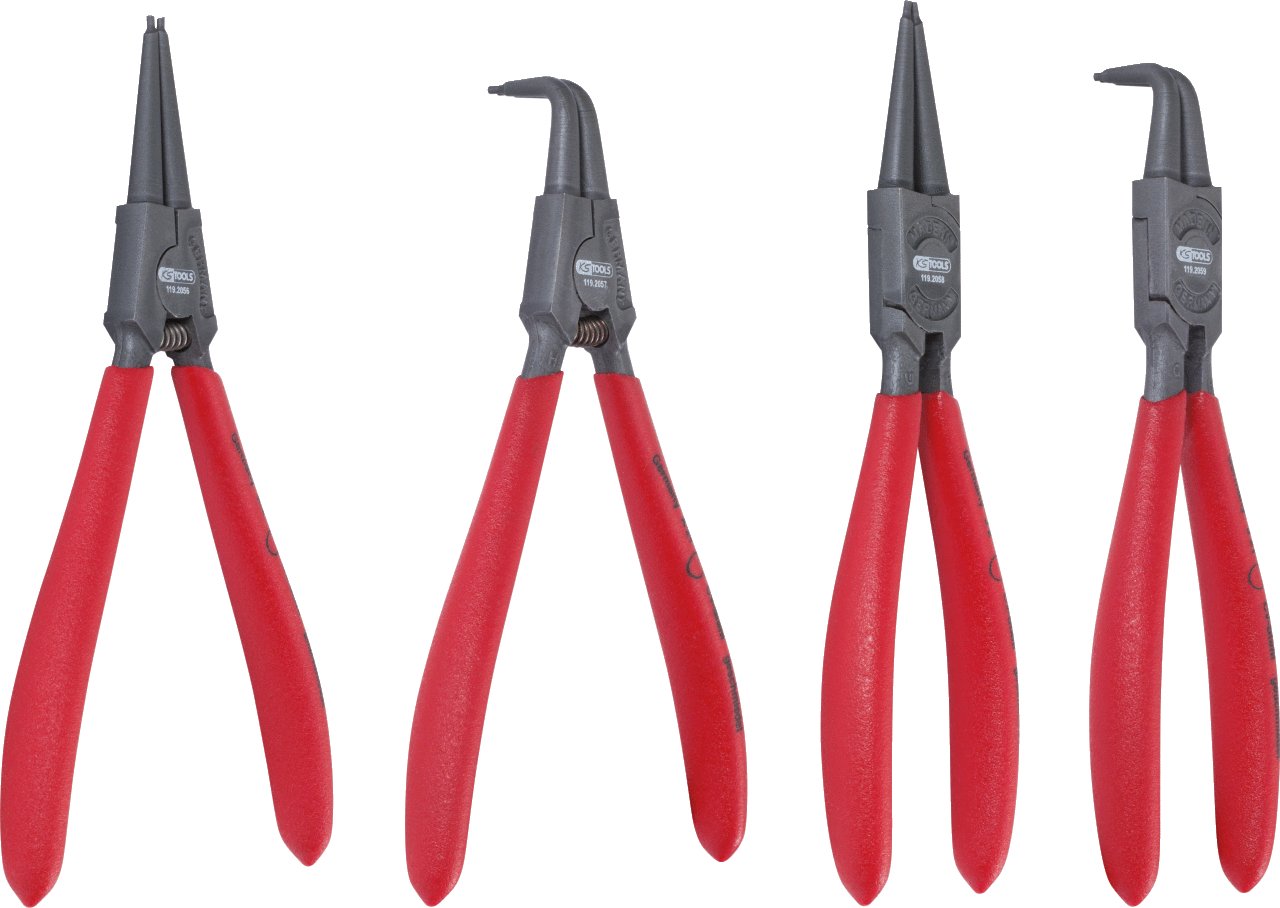 KS Tools 119.2055 Juego de alicates para anillos de seguridad, 19-60 mm, 4 pzs