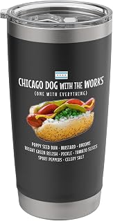 Chicago Style Hot Dog with Everything Relish Mustard Pickles Stainless Steel Insulated Tumbler