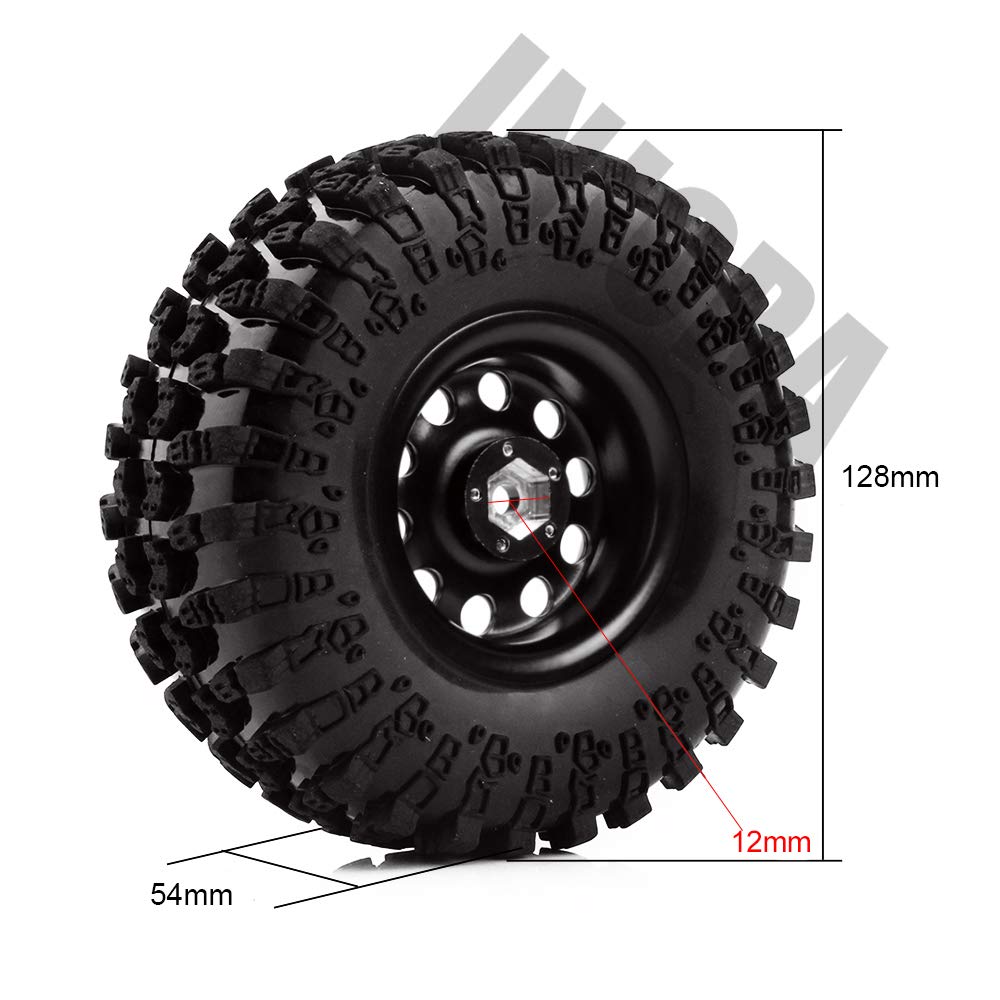 Ruote Beadlock 2.2" Con Cerchi E Pneumatici 40mm Per Modellini RC 1/10 - Compatibili Con Axial Wraith, Crawler, Buggy