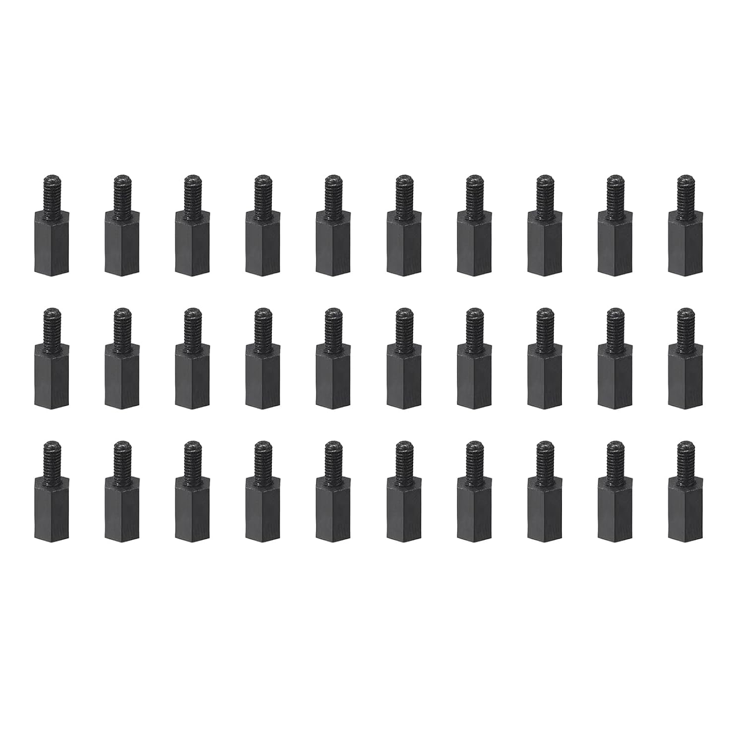 YOKIVE 30 Pcs M2.5 Standoff Screws, Nylon Hex PCB Standoffs with High Insulation Effect, Keep Height Consistent, Great for Motherboard (Black, 6mm+6mm)