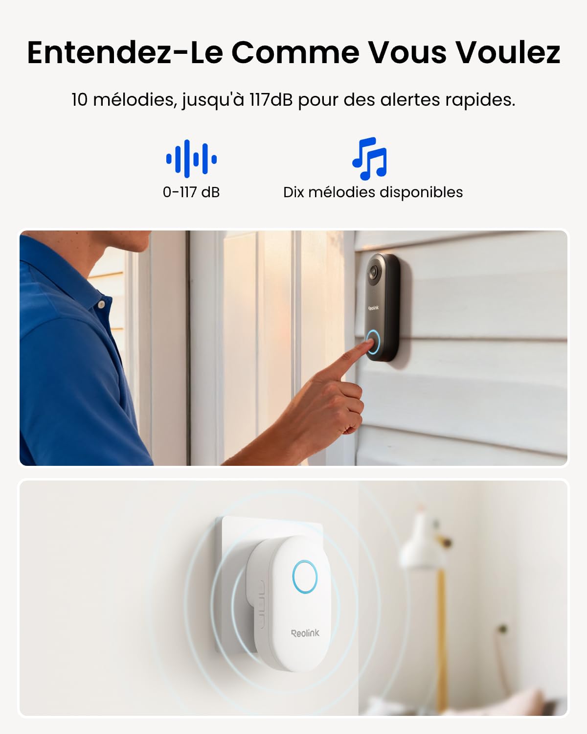 Reolink Sonnette Vidéo PoE avec Chime, Sonnette Extérieur avec Caméra 5MP, Vue Diagonale à 180°, Audio Bidirectionnel, Détection de Personne, Etanche, Alertes, Compatible avec NVR, Video Doorbell