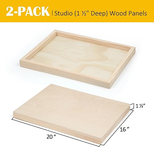 Miniatura 2 de Falling in Art Paquete de 2 paneles de lienzo de madera sin terminar, kit de paneles de madera de abedul de galería de 16 x 20 pulgadas, tableros de