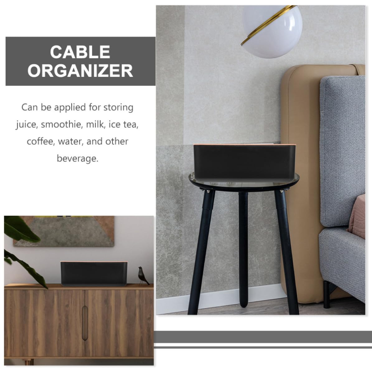 Caja de Gestión de Cables Abs de Gran Capacidad para Regleta | Orificio Redondo, Estructura Rígida, Protección del Cableado y Disipación Térmica, para Oficina y Esquina