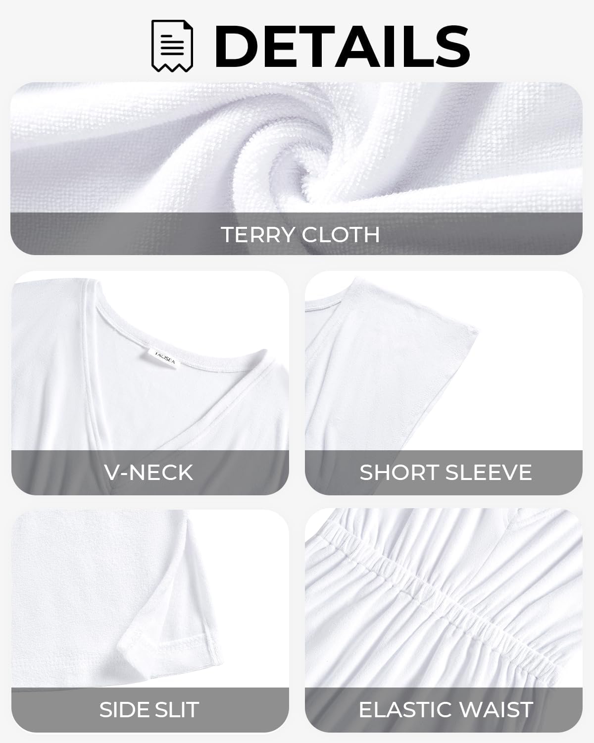 Terry Cloth Cotton Cover ups - Women Beach Swimsuit Bathing Suit Bikini Swimwear Coverups - Image 6