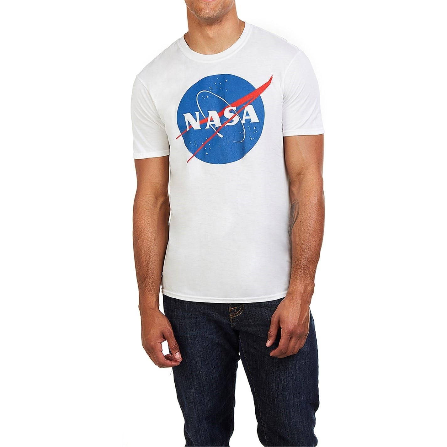 Nasa Men's White (White White) Circle Logo Regular Fit Crew Neck Short Sleeve T - Shirt, X-Large (Manufacturer Size:x-Large)