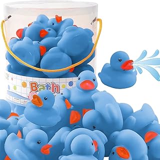 36 Pieces Classic Rubber Duck Bath Toys - No Holes Floating Duckies for Boys Baby Shower, Party Favors, Kids Gifts (Blue)