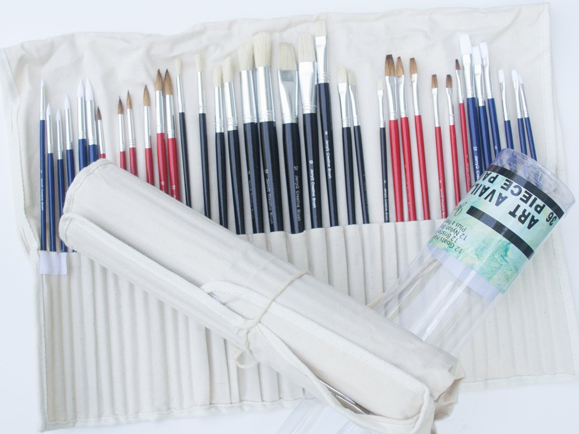 Buy Jerry Q Art 36 Long Handle Paint Brushes for Watercolor, Acrylic