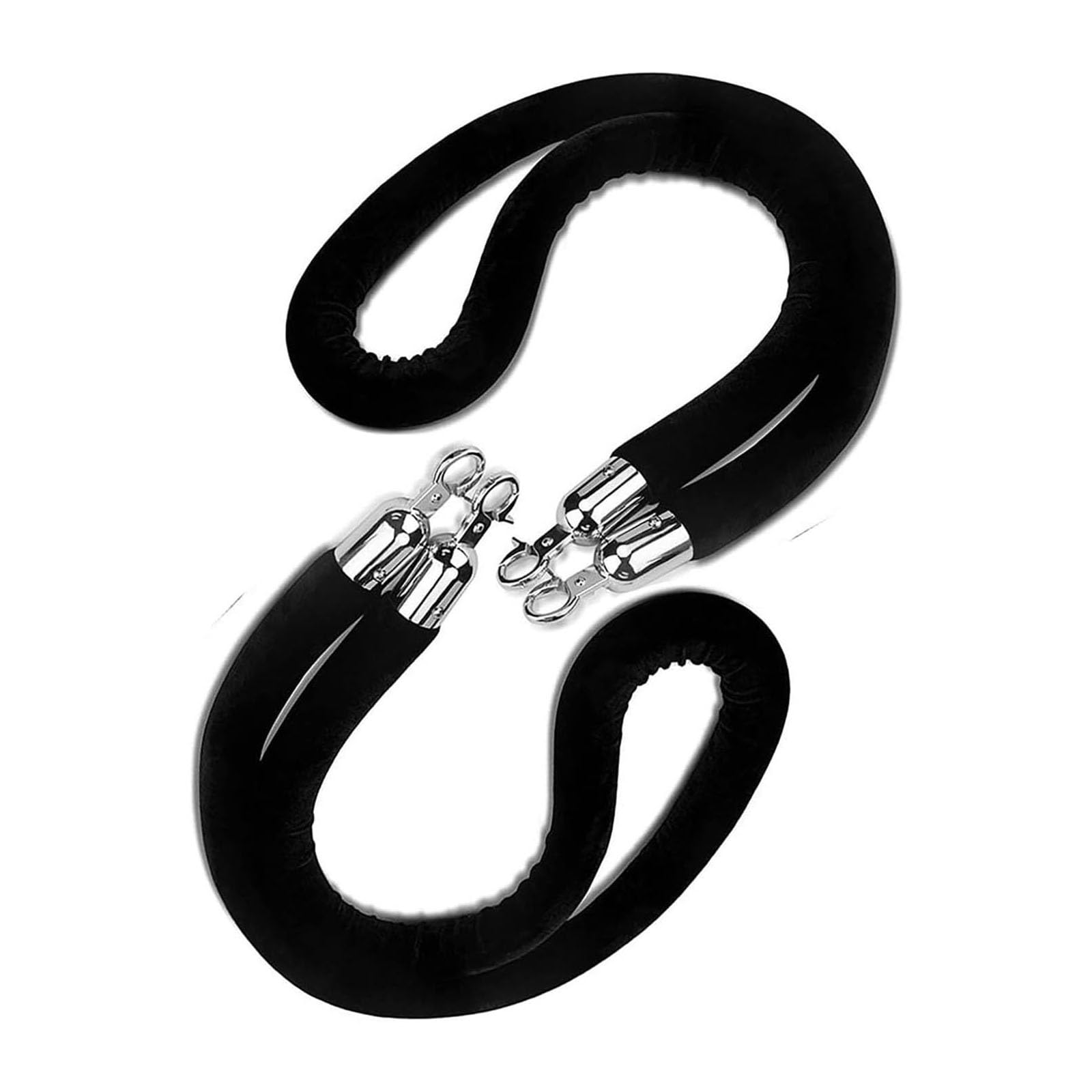 GLDYTVF Heavy Duty Velvet Crowd Control Barrier with Silver Hooks12.5ft Queue Line Rope 2 Pack Durable Stanchion Ropes for Events Queuing and Commercial Use (Black)