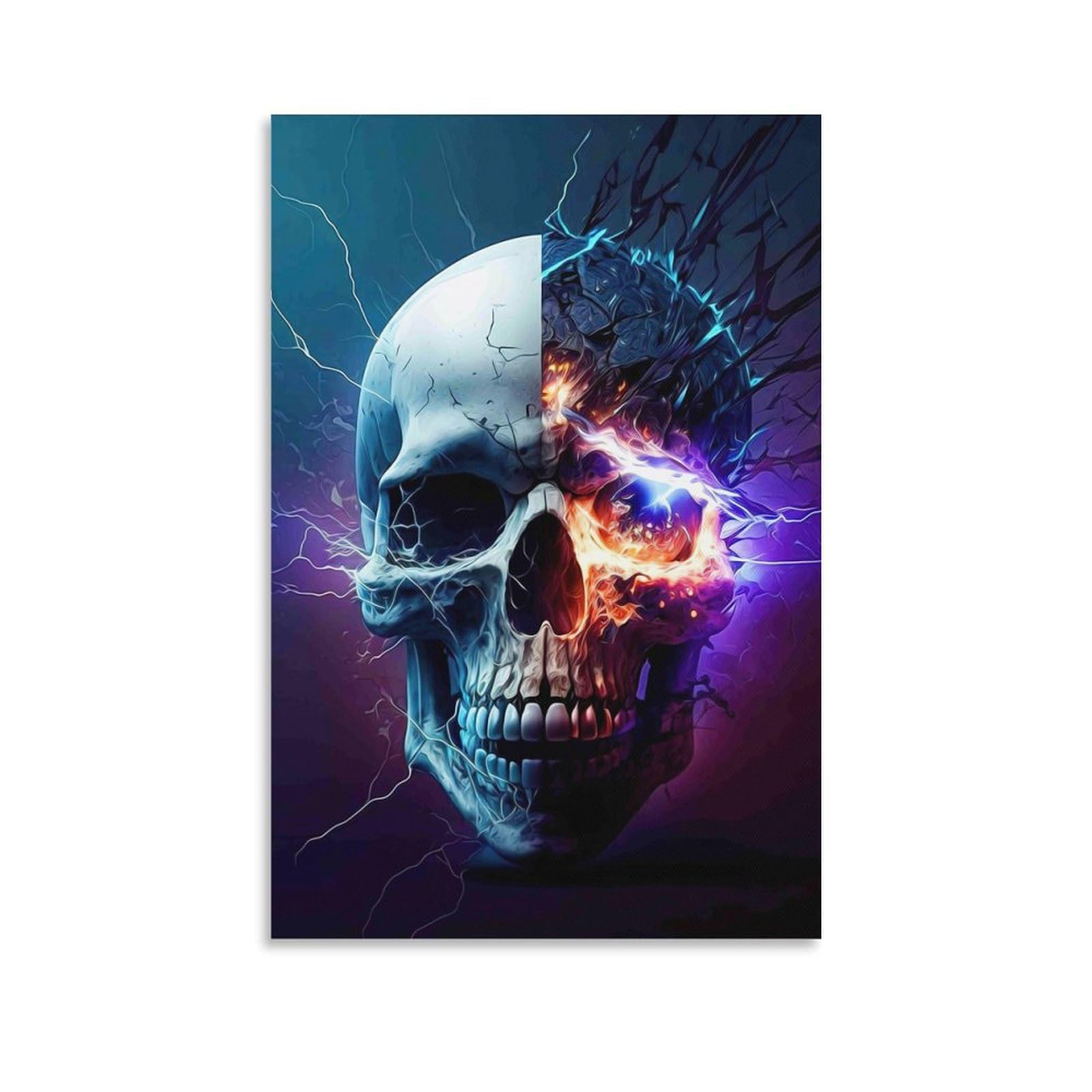 DHBANEIOK Electric Skull Art_2_1 Wall Decor Poster Giclee Canvas Prints Modern Wall Art Picture Wall Hanging for Dining Room Kitchen Home Office Decor 24x36inch(60x90cm)