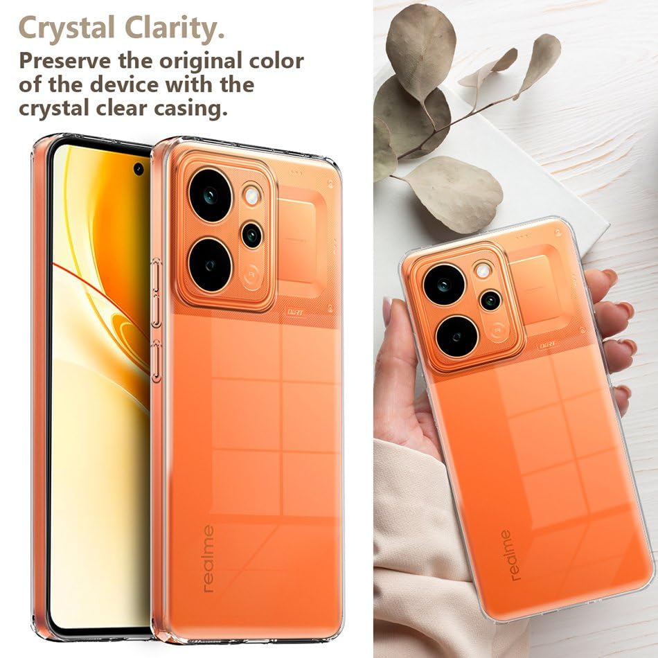 Image of Fashionury Crystal Clear Case for Realme P4 Power 5G / Realme Narzo Power 5G | Yellowing Resistance | Transparent TPU Silicone | Raised Camera Lips | Slim Transparent Cover