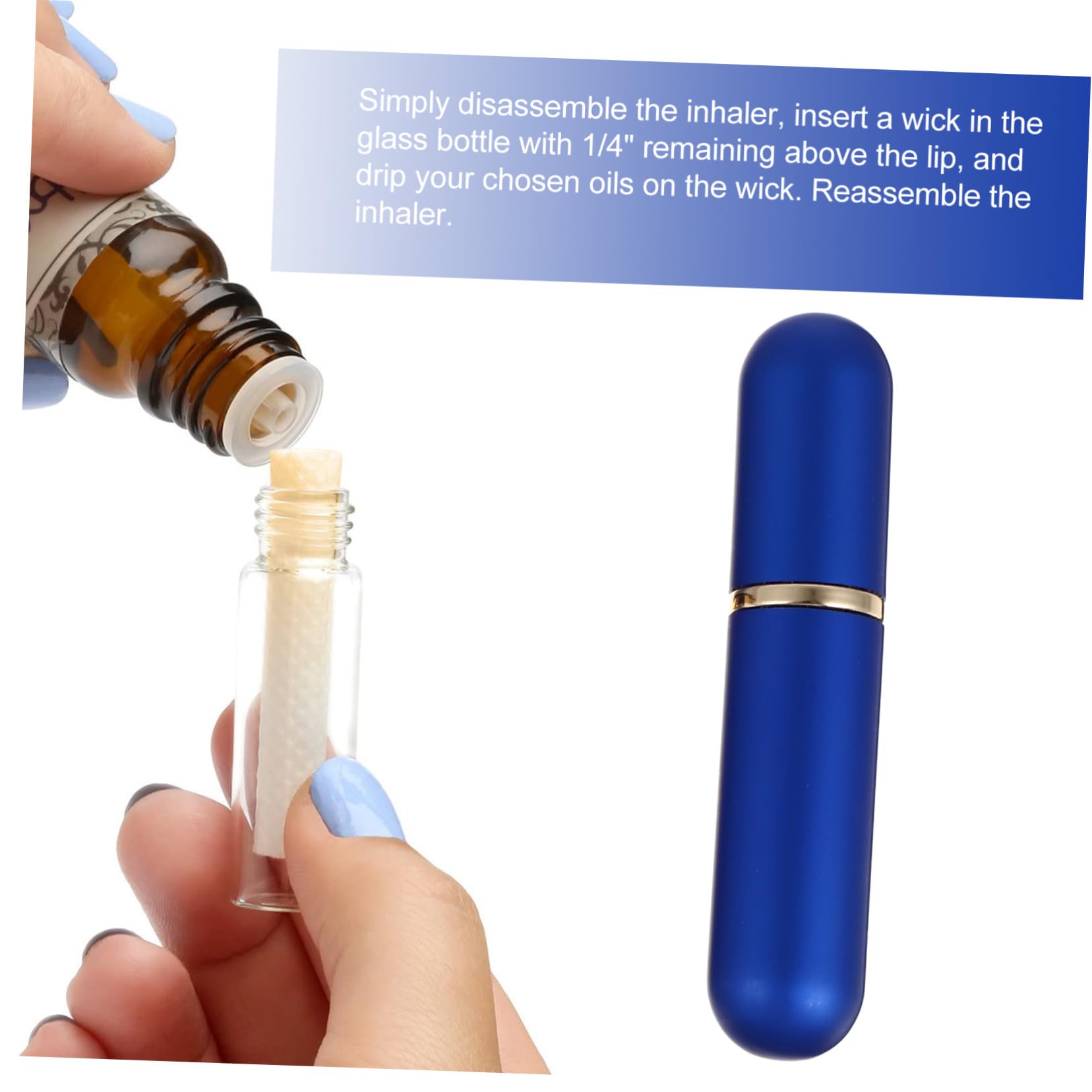 Bottiglie Aromaterapia in Metallo con Cotone, 5 Pezzi | Tubi per Profumo e Inalazione Nasale, Formato Tascabile, Uso Semplice per Ogni Occasione Colore Casuale