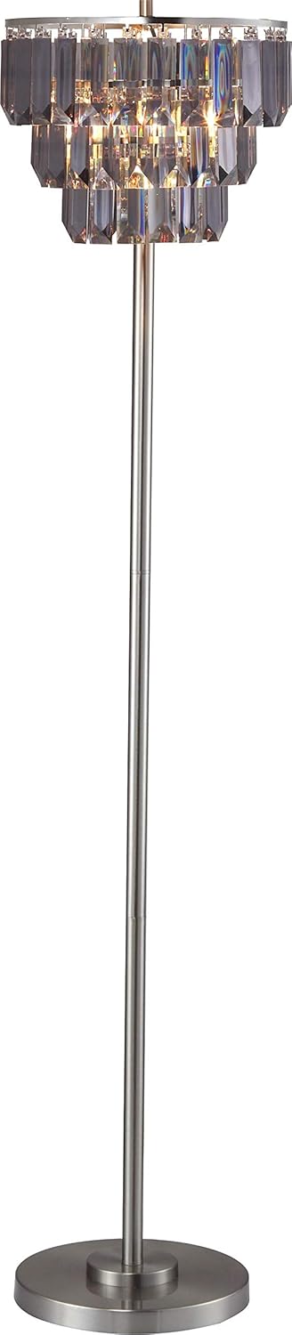 SH Lighting Crystal Inspired Contemporary Lamp – Features Faux Crystal Shade and Brushed Steel Base - Great for Living Rooms, Bedrooms, or Study Rooms (Smoke, 27.5"H Table Lamp)