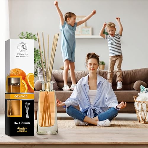 Miniatura 9 de Difusor de naranja con aceite de naranja, 3.4 onzas líquidas, Fresh Room, fragancia de larga duración, difusor de varillas perfumado naranja, juego