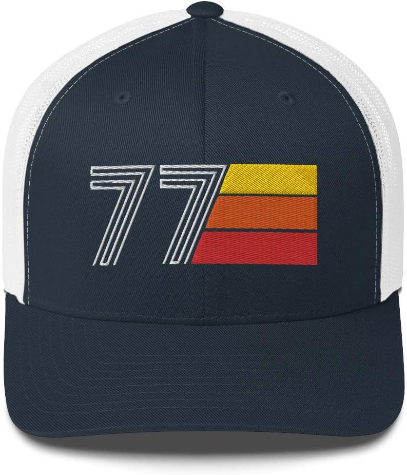 77 1977 Vintage Retro Embroidered Trucker Hat Cap 49th Birthday Unisex Hat Gift