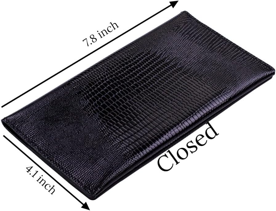 Genuine leather banknote wallet Travel black lizard (leather, durable stitching, folds in half, holds 4 cards, coin pocket, flat banknote compartment) - Image 3