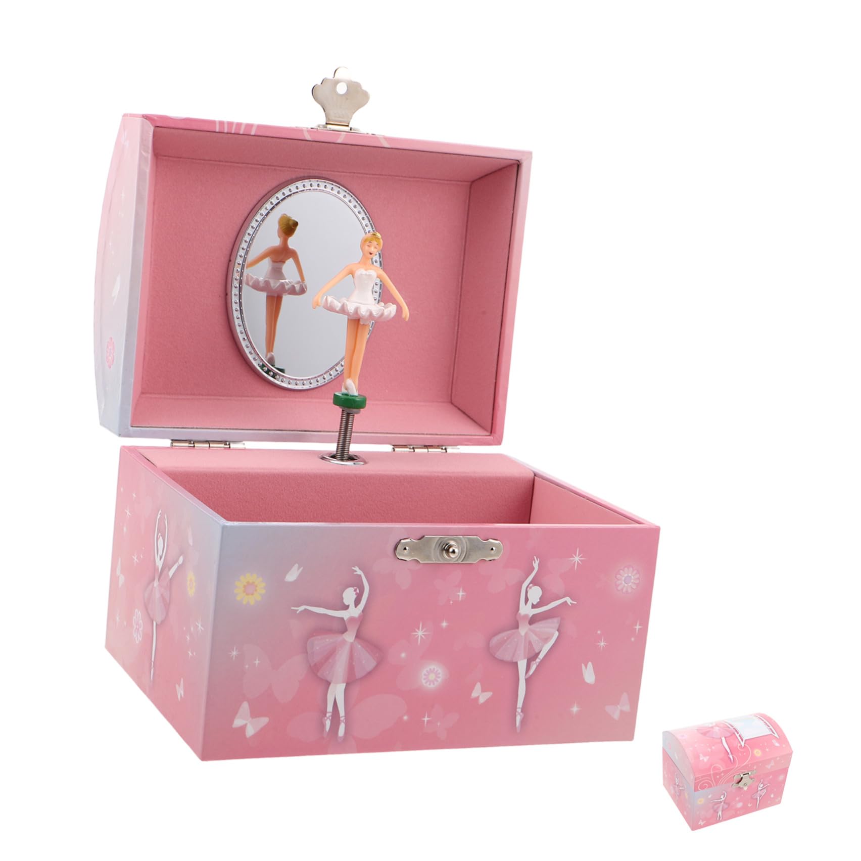 SHINEOFI Joyero Musical para Niñas con Bailarina Giratoria Caja de Música de Ballet con Espejo Almacenamiento Organizado de Joyas Diseño Rosa para Cumpleaños y Obsequio Infantil