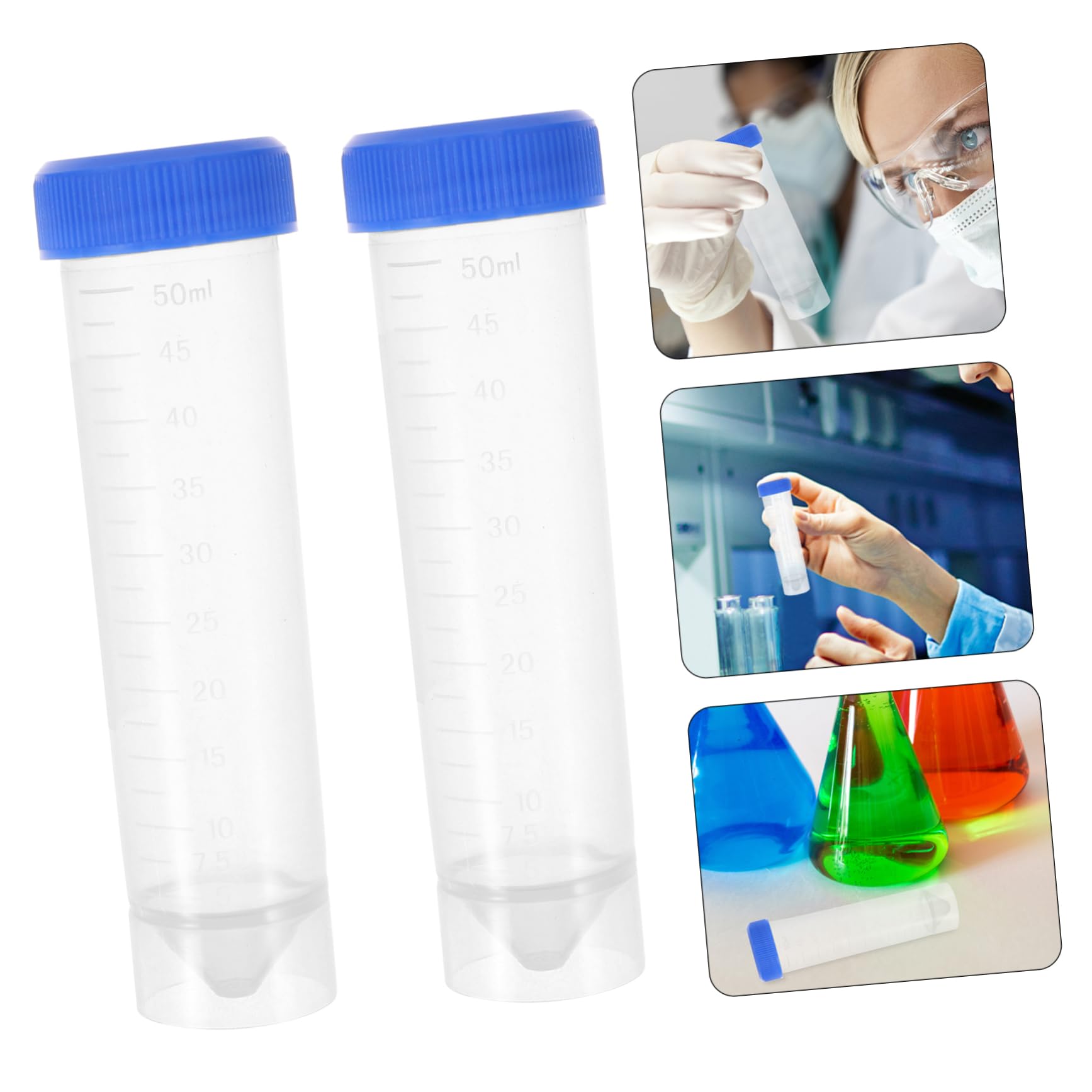 Luxshiny Provette da Centrifuga Graduate 50ml con Tappo a Vite 50 Pezzi | Fondo Conico in Plastica, per Laboratorio ed Esperimenti, per Campionamento Preciso e Tenuta Anti-perdita