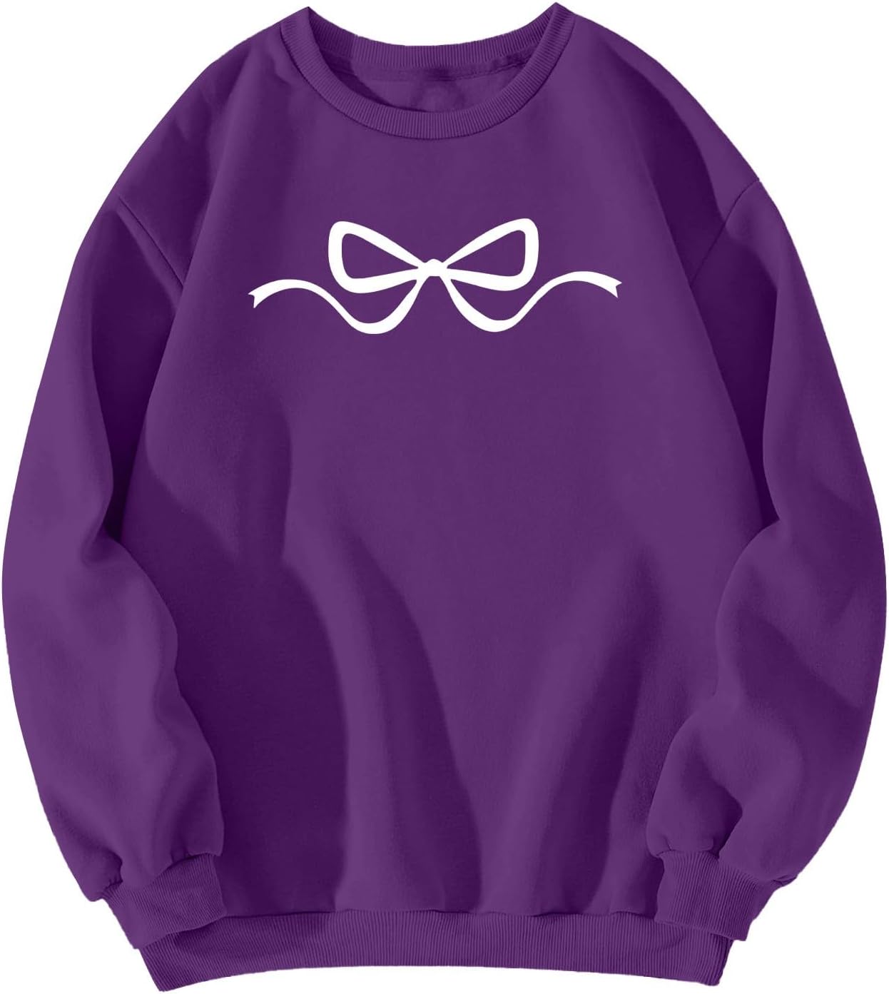 Women Sweatshirt Cute Bow Graphic Sweatshirts Oversized Crewneck Long Sleeve Fleece Pullover Bow Sweater Y2k Tops