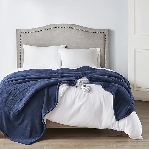 Vista 36 de Serta Manta calefactora reversible de forro polar a sherpa - Manta eléctrica, calentamiento rápido, apagado automático con temporizador, múltiples