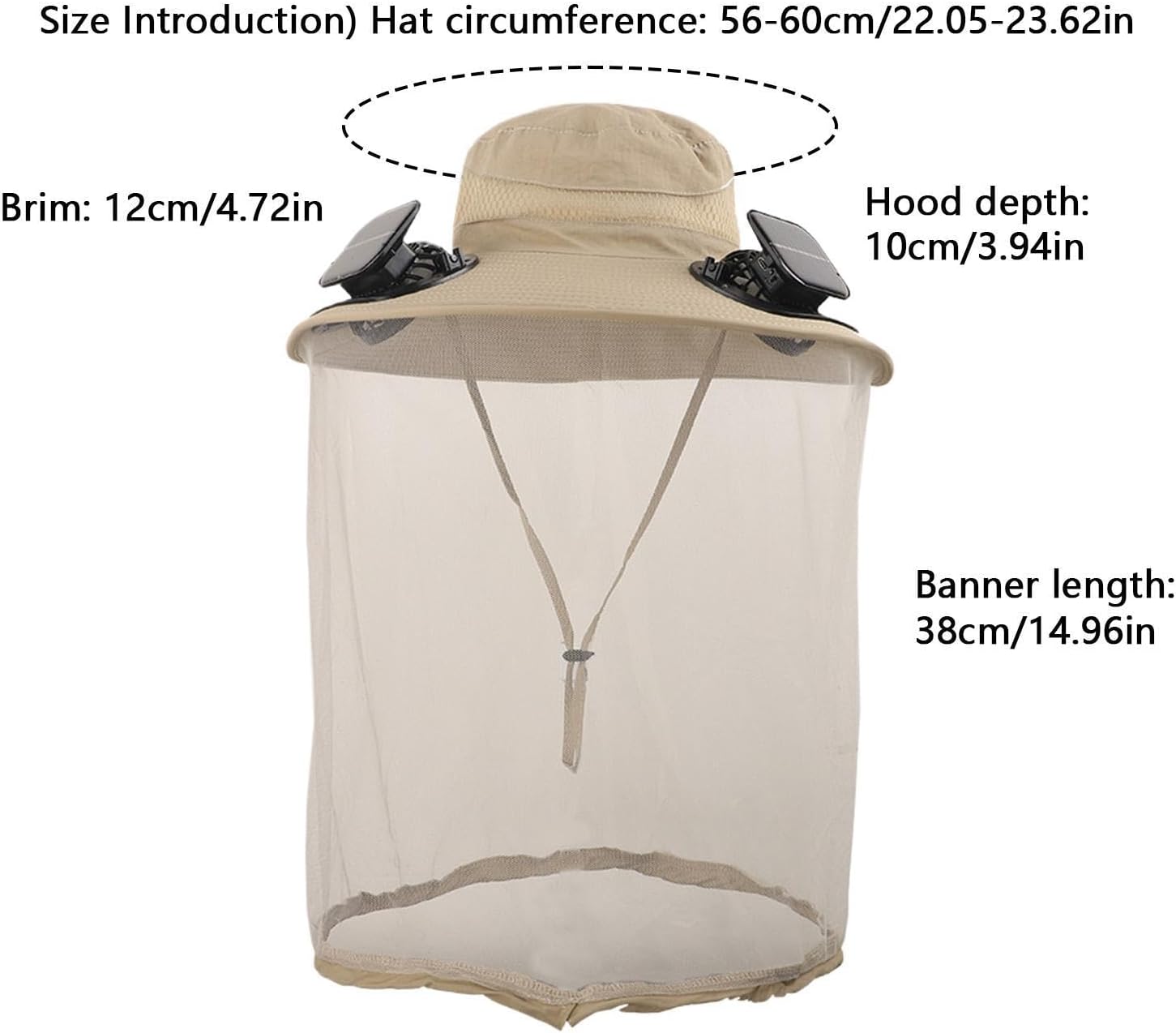Solar Fan Hat, Upf50+ Fishing Bucket Headwear with Net,Outdoor Fishing Hat - for Sports Outdoor Men Women Hiking Camping