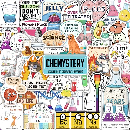 100Pcs Chemistry Stickers for Laptop, for Water Bottle - Funny Chemistry Gifts for Students, Teachers - Science Party Favors & Decorations - Gift for Women & Men
