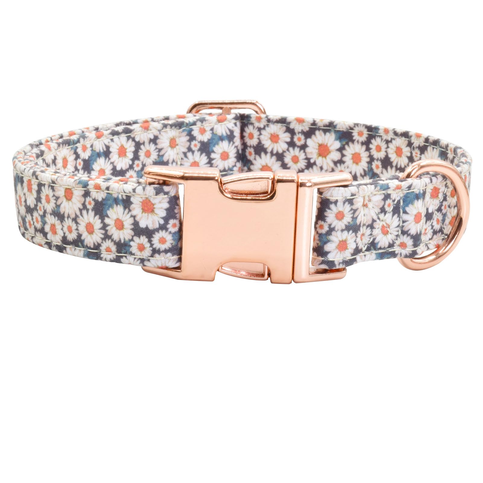 Cotton Dog Collar Metal Buckle Daisy Summer, Cute Adjustable Dog Collar Soft for Small Medium Large Boys Girls Dogs Durable