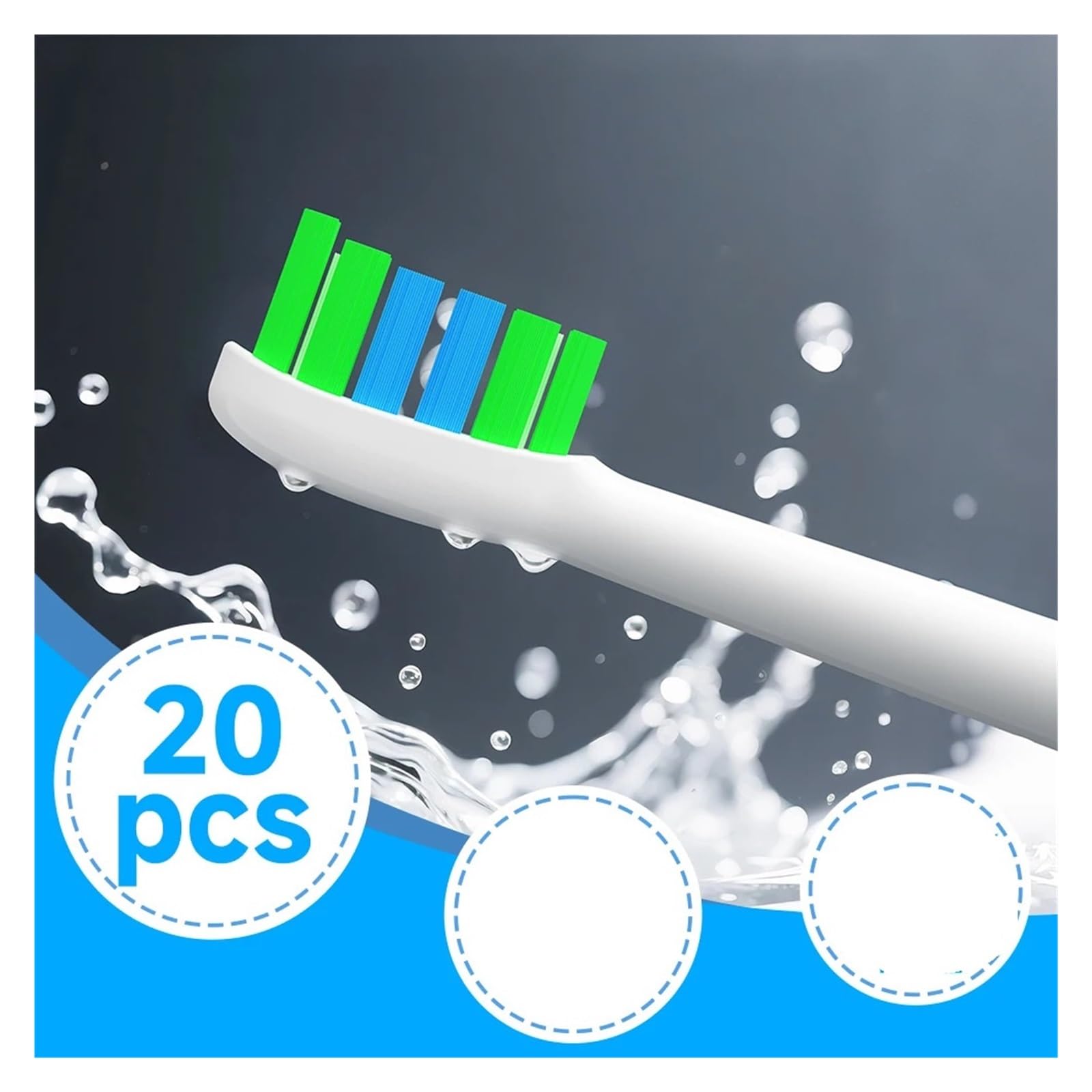 20PCS Cabezales de cepillo, compatible con Philips | Cabezales de repuesto de plástico para cepillado diario y cambio rutinario(20HB70C)