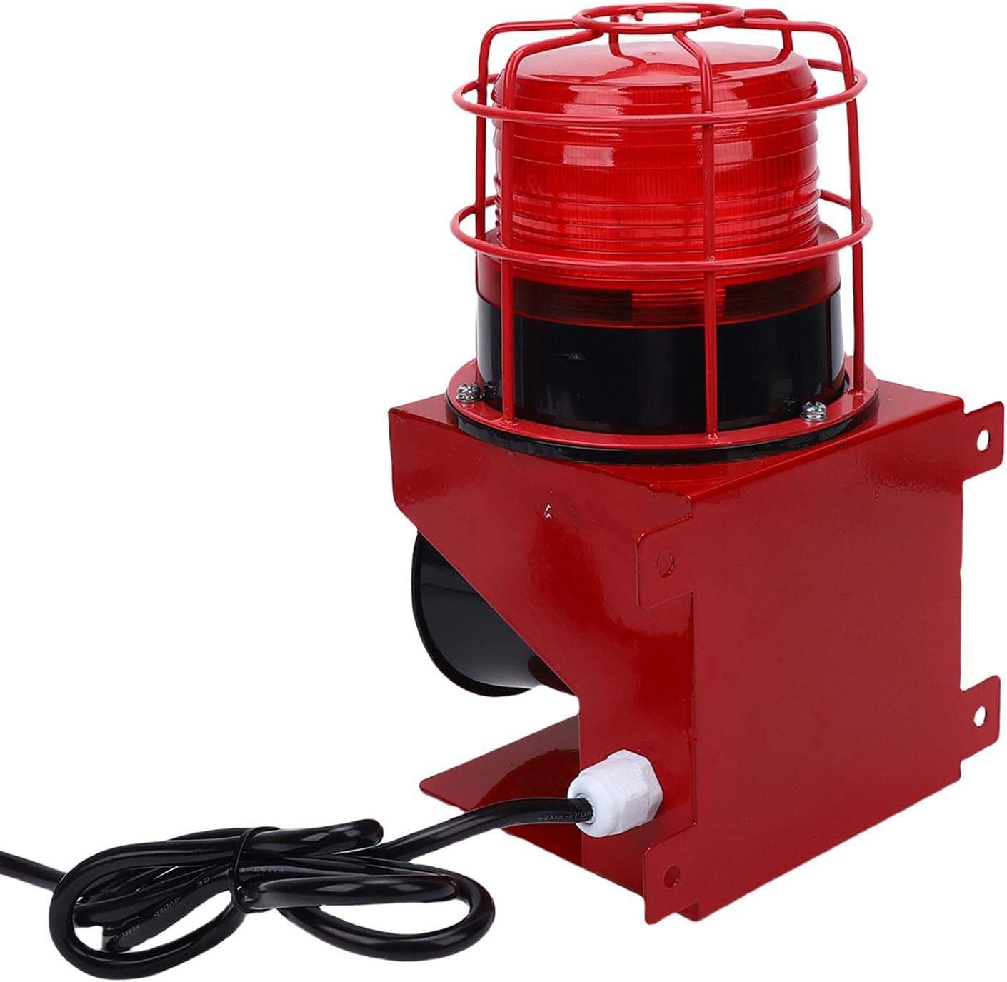 Industrial Siren Alarm 120dB High Decibel Horn Audible Visual Warning Device with LED Strobe Light for Mines Construction Sites Workshops (US Plug)