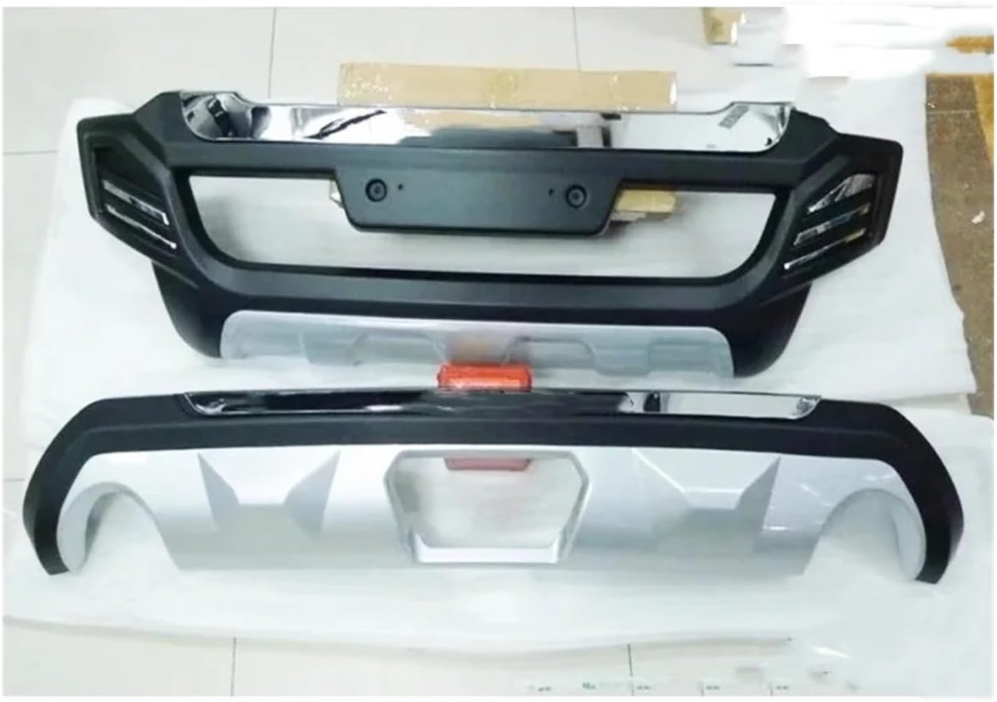 Car Bumper Front Rear Guard Plate Protector ABS Material Compatible for Ford Edge 11-12 Modified Auto Accessories(1 Set)