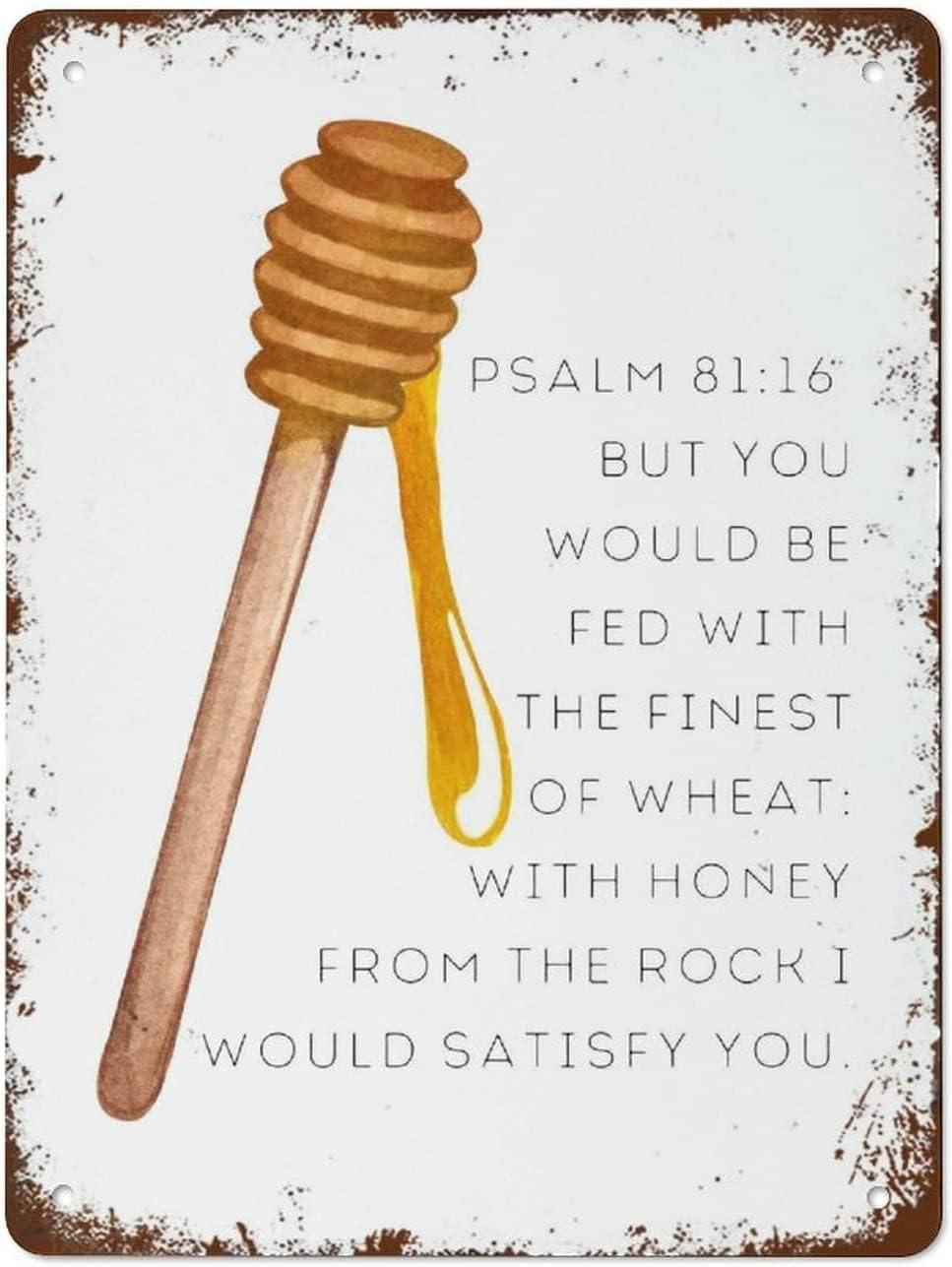 Kwqdozf As Pic Bible Scripture Honeycomb Metal Signs Vintage With The Finest Of Wheat With