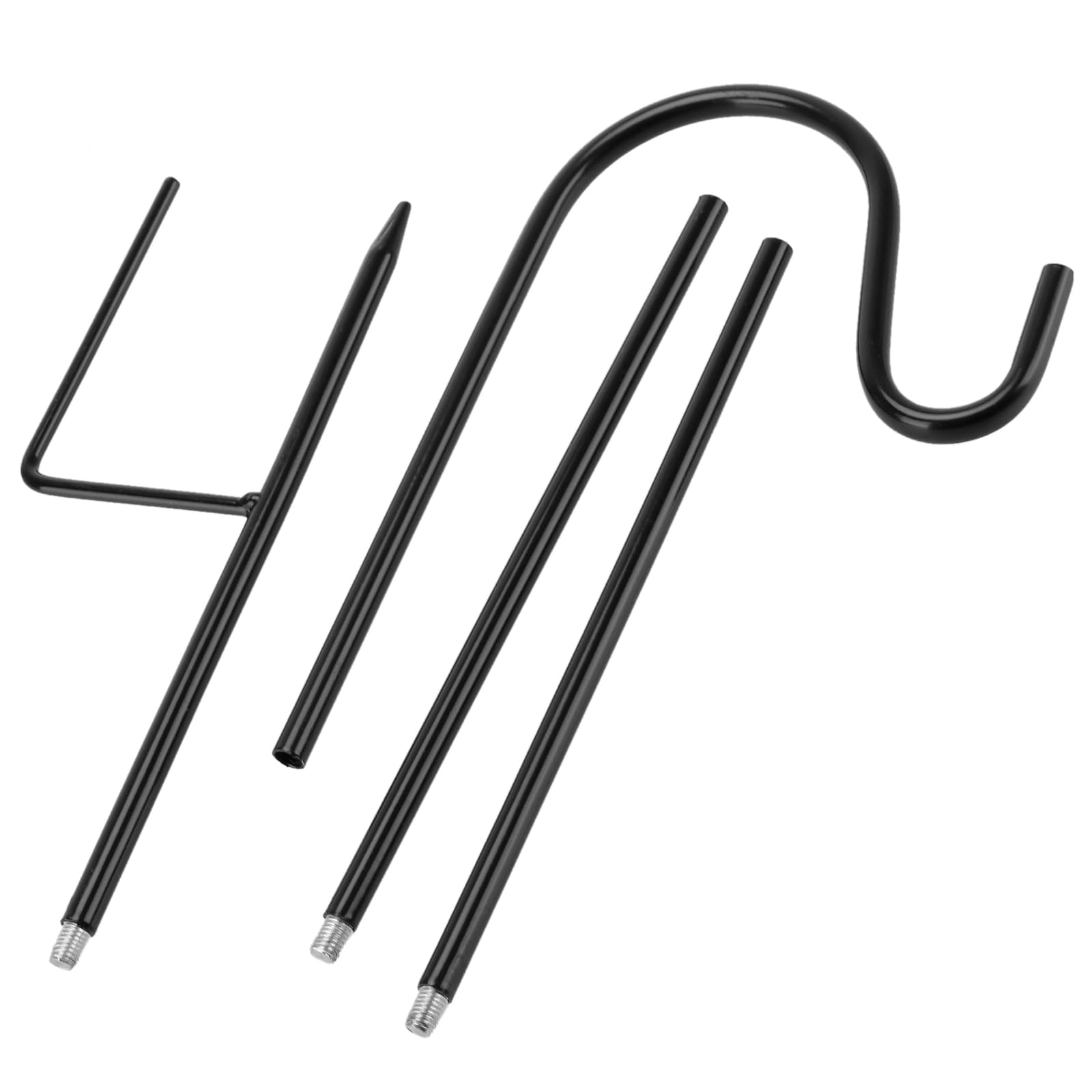 Lot de 10 crochets de berger à hauteur réglable avec base, 81,3 cm, crochet de bordure de jardin en métal noir pour lanternes, paniers de plantes, coutures à 4 sections