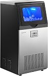 VEVOR Commercial Ice Maker Machine, 100 lbs/24h with 30 lbs Storage Capacity, Built-in/Freestanding/Under Counter, Stainless Steel Ice Maker with LED Display & Self-Cleaning, for Home Bar Restaurant