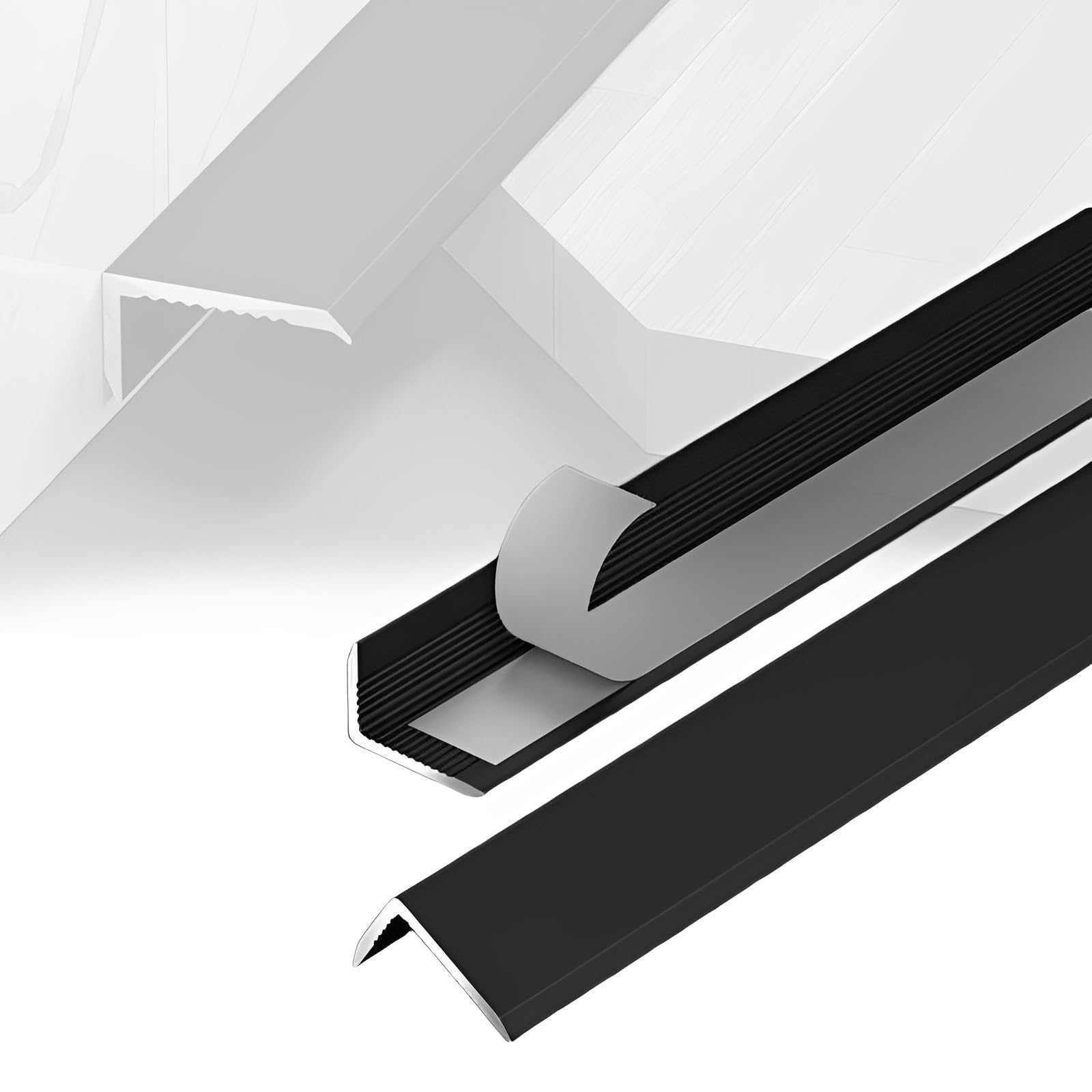 Carpet Self Adhesive Edging Trim Strip, Floor Transition Strip, Aluminum Wall Corner Protector, Metal Threshold Strip(Black,90 cm*1.2cm)