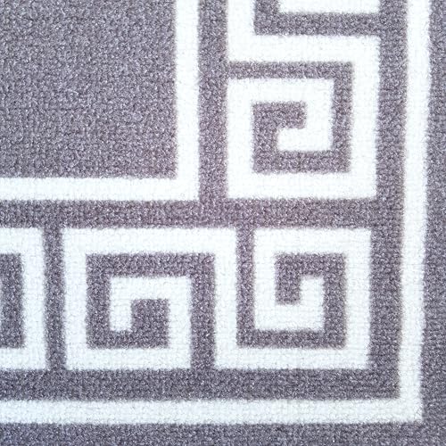 Image of Matz&More Greek Single Line Rug | 100x150 CM | Grey White | Soft Nylon Loop Pile with Anti-Slip Gel Backing | Living Room, Bedroom & Office Floor Carpet