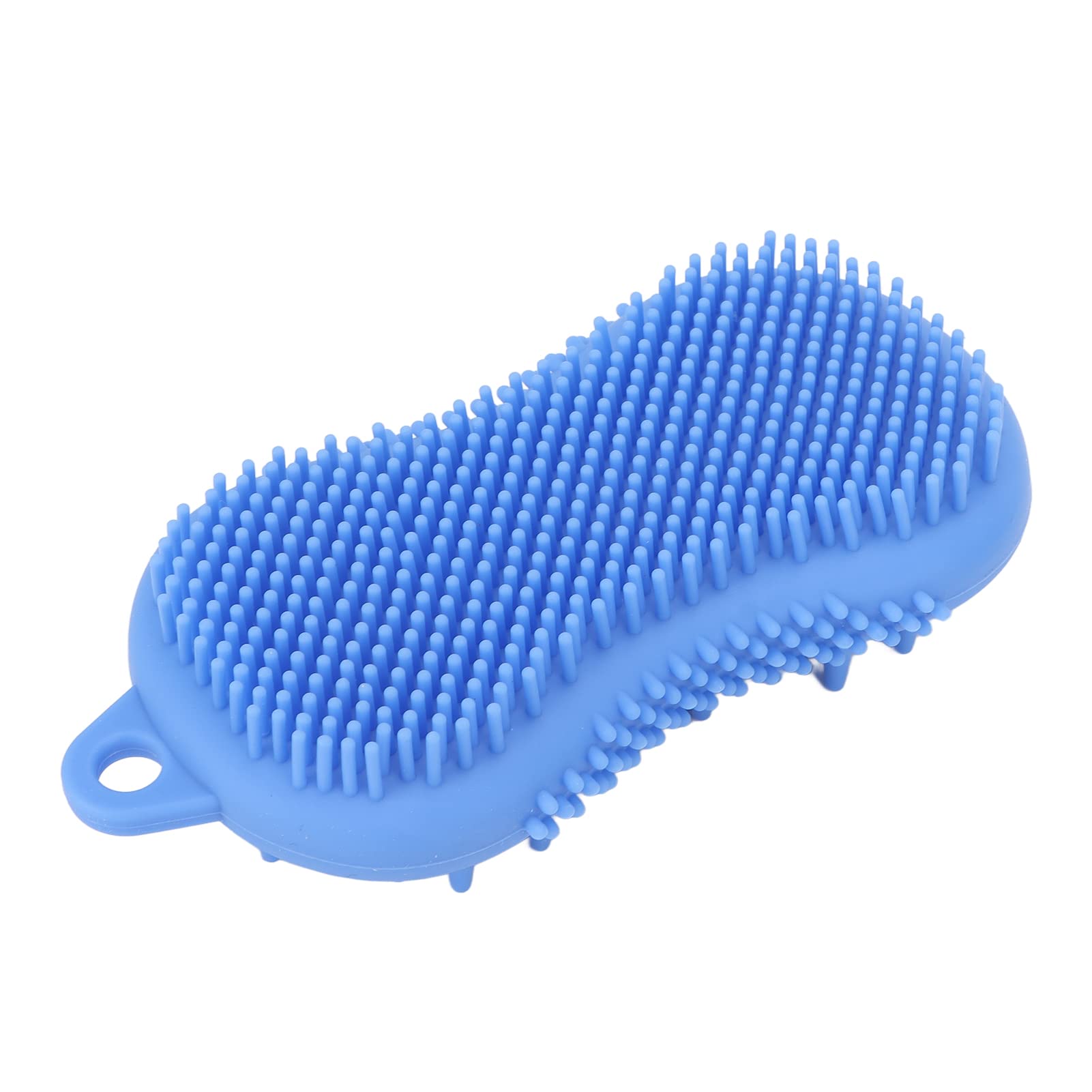 – Soft Silicone Bath Brush, Double Sided Exfoliating Body Scrubber for Men Women, Ergonomic Massage Shampoo Brush for Shower Bath, Practical Body Exfoliator Brush for Skin Care (Blue)