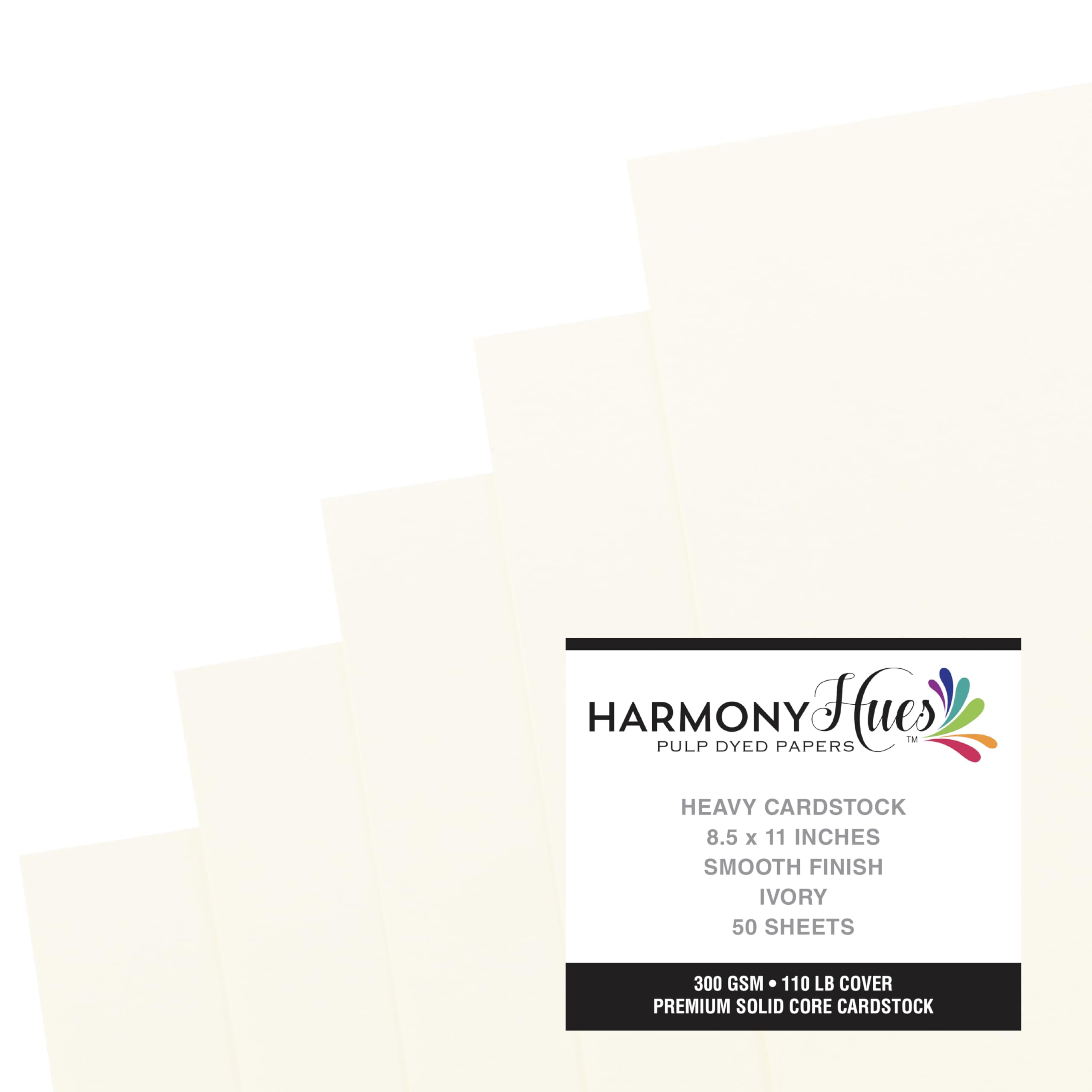 Cardstock 8,5 x 11 Papierpackung – 50 kg Karton für Bastelarbeiten, Kartenherstellung, Sammelalben, 50 schwere, doppelseitige Blätter, fester Kern, 300 g/m², elfenbeinfarben