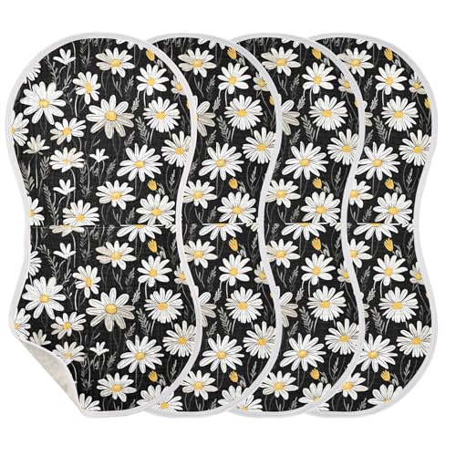 xigua Black Daisy Pattern Baby Burp Cloths for Newborn Boys and Girls 1 Pack, Soft & Absorbent Cotton Baby Burp Cloth, Baby Washcloths, Newborn Towel, Burp Rags3