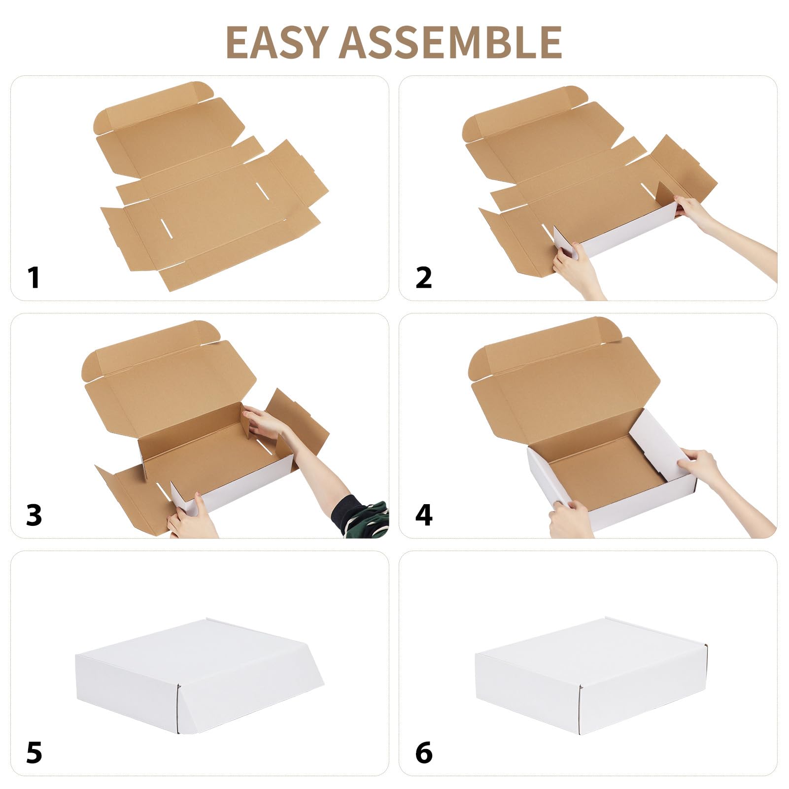 RLAVBL Juego de 25 cajas de envío de 13 x 10 x 3 pulgadas, caja de cartón corrugado blanco para embalaje, correo, negocios