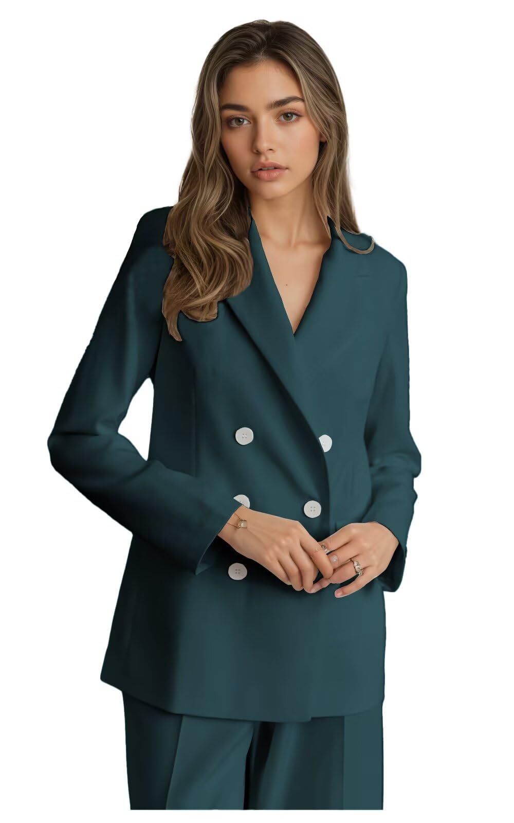 Business Suits for Women 2 Piece Double Breasted Womens Tuxedo Suit Set Casual Notch Lapel Womens Suit for
