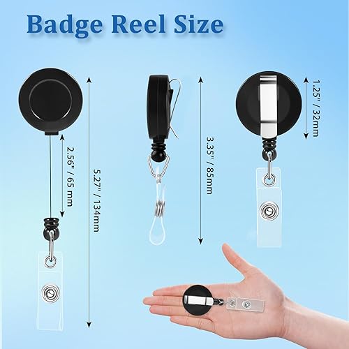 Miniatura 7 de 15 carretes de insignia con clip de metal para cinturón, carrete retráctil para colgar etiquetas de nombre, tarjetas de identificación, tarjetas de