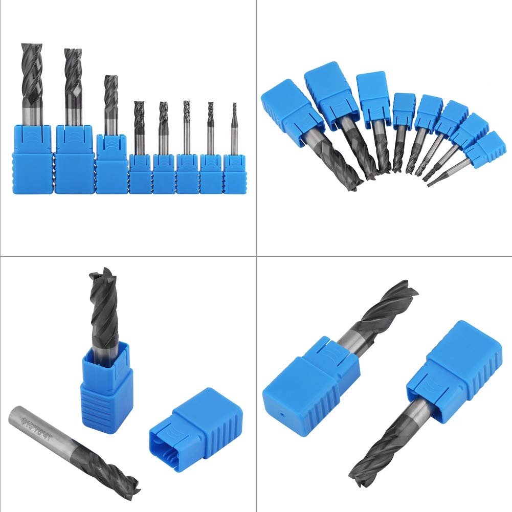 8 szt. 2-12 Mm 4 Ostrza Zestaw Frezów Palcowych z Węglika Wolframu Wysoka wytrzymałość do Aluminium Miedź Stal Węglowa Stal Stopowa Stal Stopowa i Odlewy z Narzędziem do
