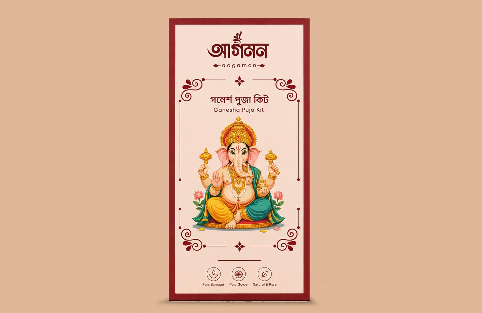 Aagamon Ganesh Puja Kit | Complete Ganesh Chaturthi Puja Samagri Set | All-in-One Ganpati Puja Essentials |Traditional Hindu Puja Items for Home & Mandir | Ready-to-Use Pooja Kit